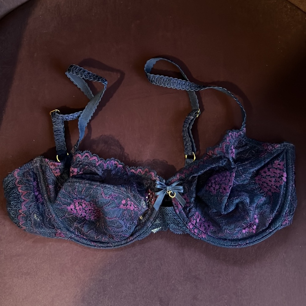 Navy and Purple floral bra
